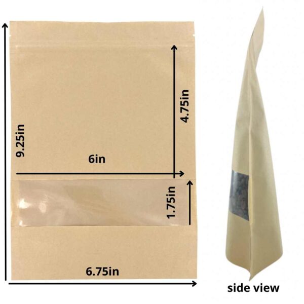 Half Pound Stand-Up Zip Window Bags - Tan Kraft - Image 4