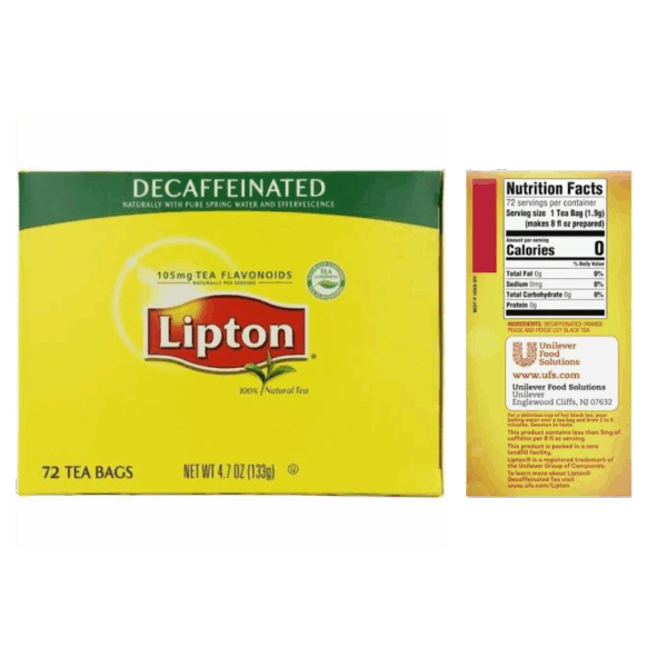 Lipton Tea Bags - All Natural - DECAF - 72ct Box - Image 2