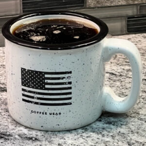 15 oz. Campfire Mug USA Flag Black/White