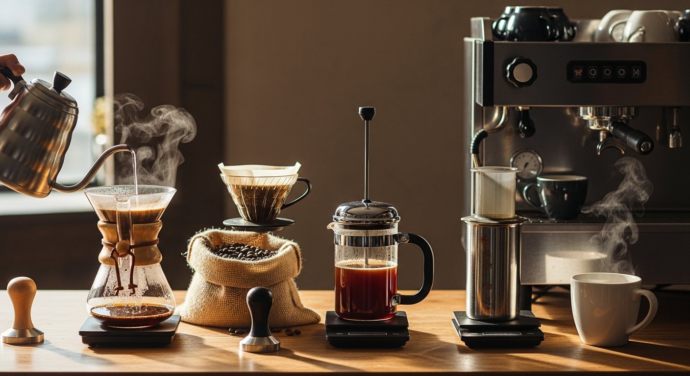 coffee brewing methods comparison flavor body acidity