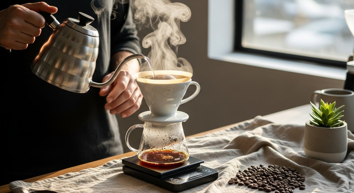 pour over technique for single origin organic light roast